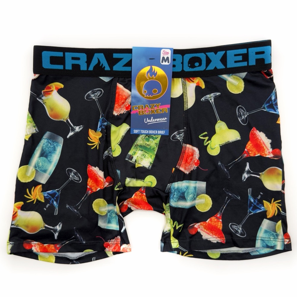 Cocktails Mixed Drinks Crazy Boxer Briefs Mens Size Medium Underwear Margarita
